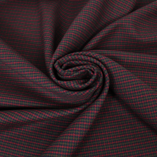 Tissu crêpe de laine - pieds de poule - ton rouge - photo 1/5 | So Tissus