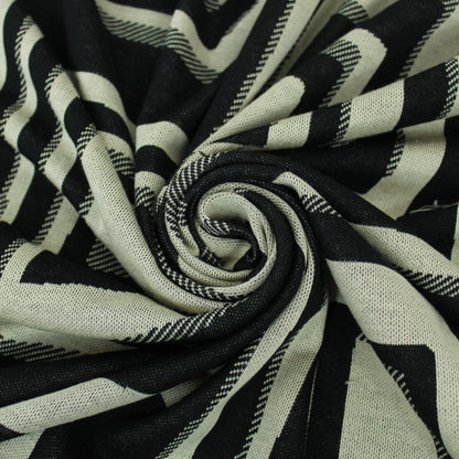 Tissu maille - imprimé géométrique - noir et beige - photo 1/4 | So Tissus