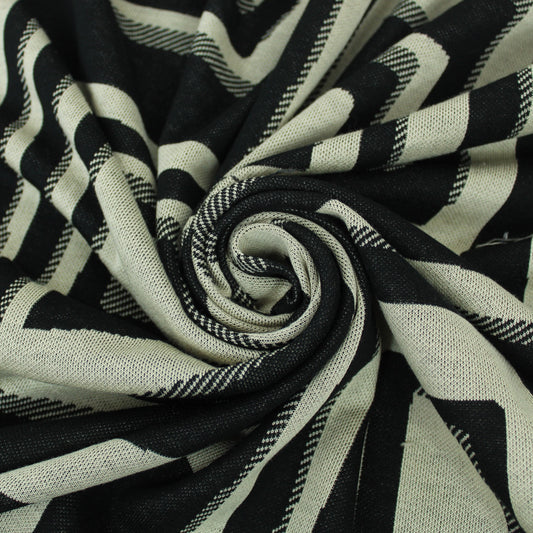 Tissu maille - imprimé géométrique - noir et beige - photo 1/4 | So Tissus