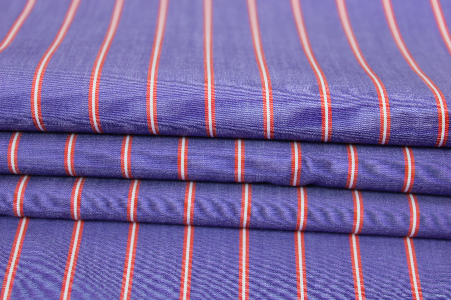 Tissu popeline coton - à rayures - violet et rouge - photo 2/5 | So Tissus
