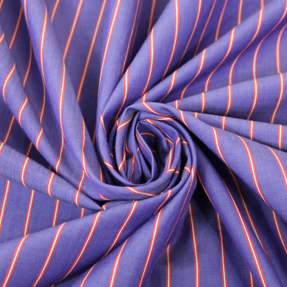 Tissu popeline coton - à rayures - violet et rouge - photo 1/5 | So Tissus