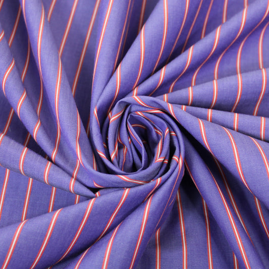 Tissu popeline coton - à rayures - violet et rouge - photo 1/5 | So Tissus