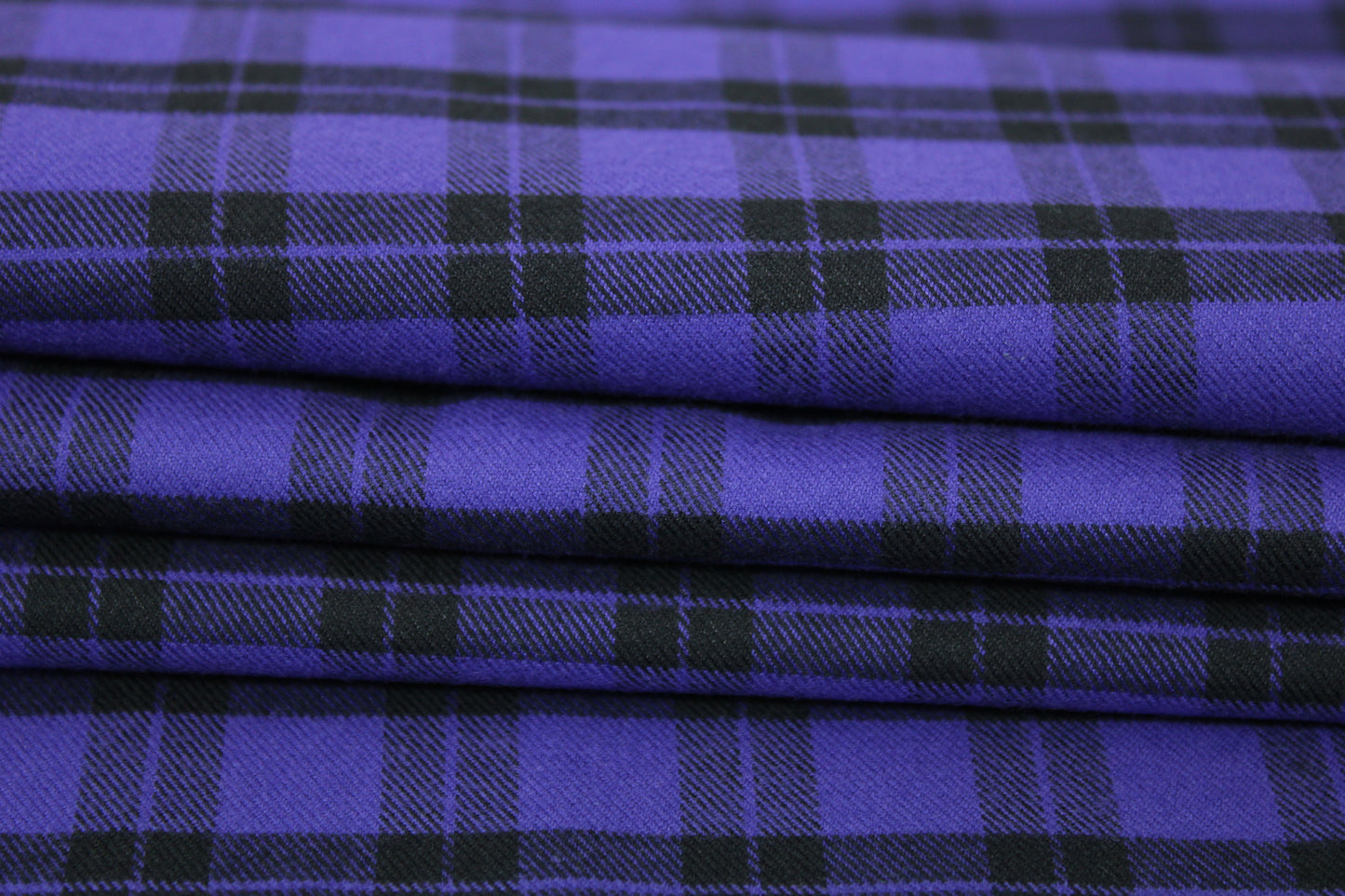 Tissu flanelle coton - à carreaux - noir et violet - photo 2/5 | So Tissus