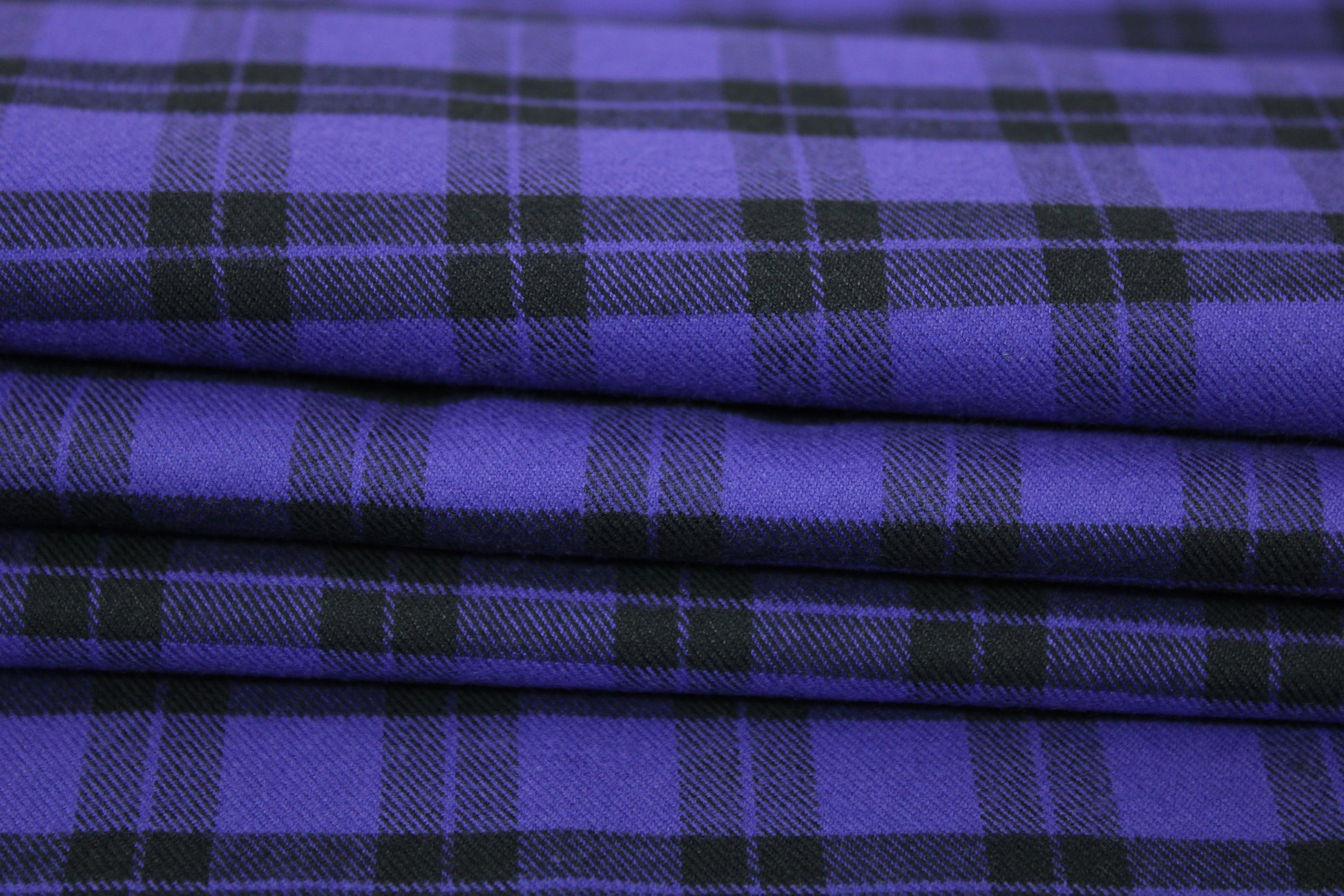 Tissu flanelle coton - à carreaux - noir et violet - photo 2/5 | So Tissus