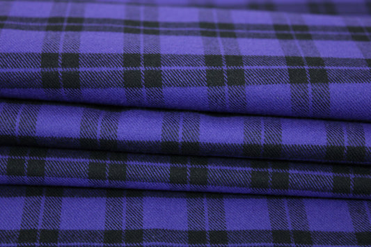 Tissu flanelle coton - à carreaux - noir et violet - photo 2/5 | So Tissus