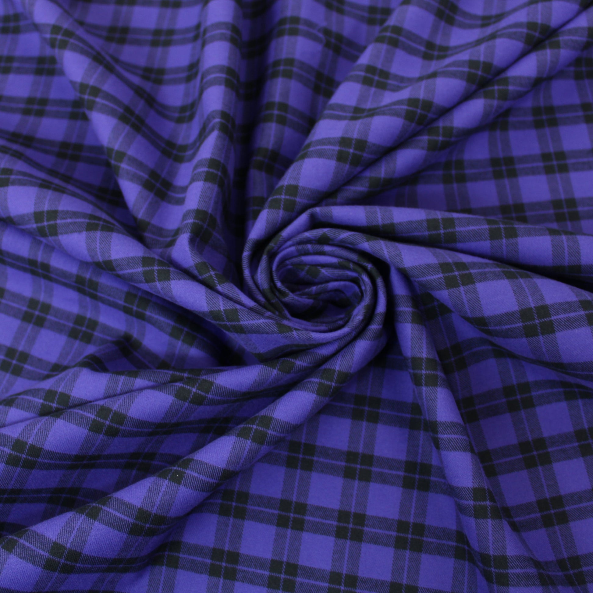 Tissu flanelle coton - à carreaux - noir et violet - photo 1/5 | So Tissus