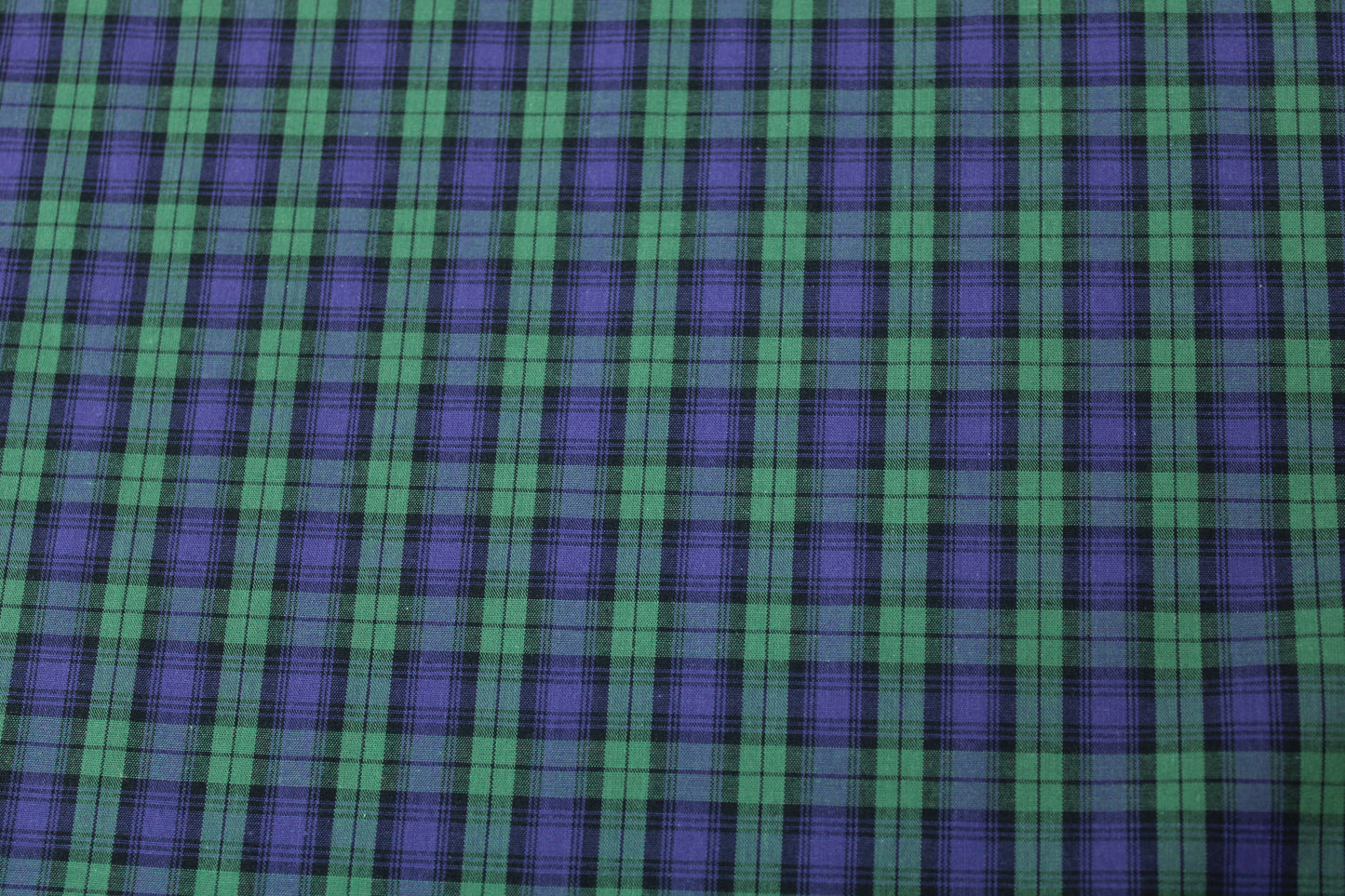 Tissu popeline coton - à carreaux - vert et violet - photo 4/5 | So Tissus