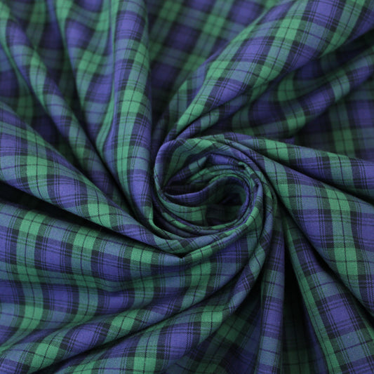 Tissu popeline coton - à carreaux - vert et violet - photo 1/5 | So Tissus