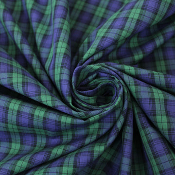 Tissu popeline coton - à carreaux - vert et violet