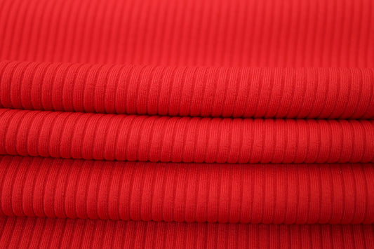Tissu maille maillot de bain - côtelé - rouge - photo 2/3 | So Tissus