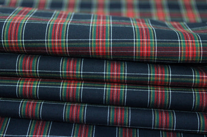Tissu popeline coton - à carreaux - bleu marine et rouge - photo 2/5 | So Tissus