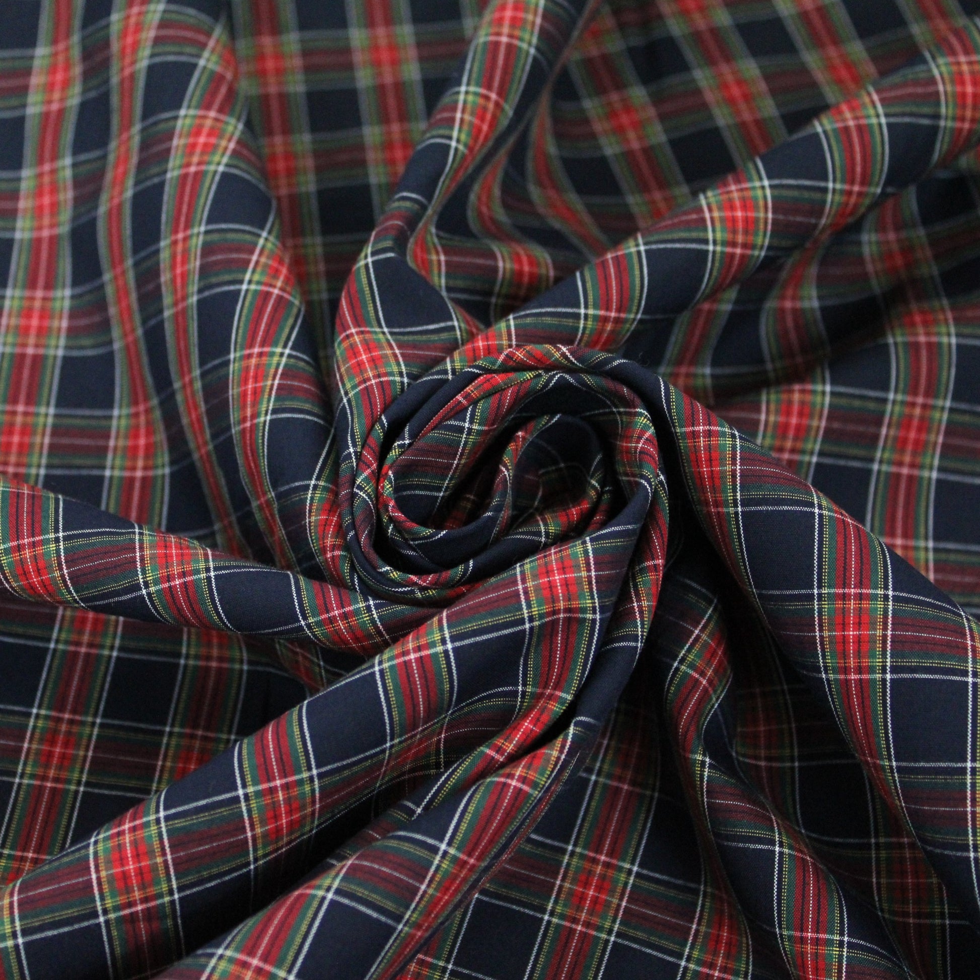 Tissu popeline coton - à carreaux - bleu marine et rouge - photo 1/5 | So Tissus