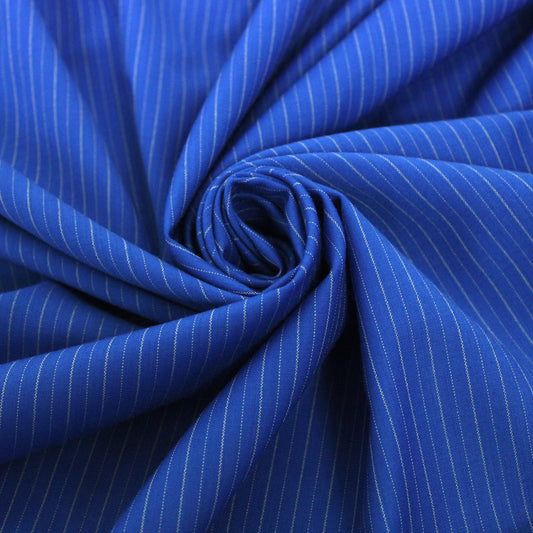 Tissu laine froide stretch - à rayures - bleu roi et blanc - photo 1/4 | So Tissus
