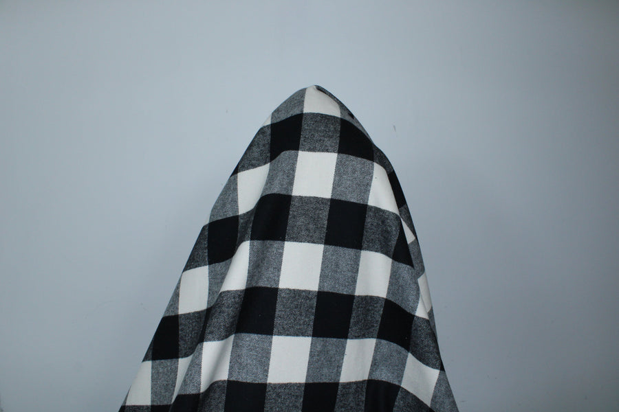 Tissu gabardine coton - à carreaux - noir et blanc