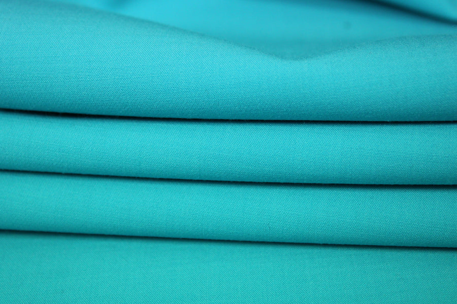Tissu crêpe de laine stretch - bleu turquoise