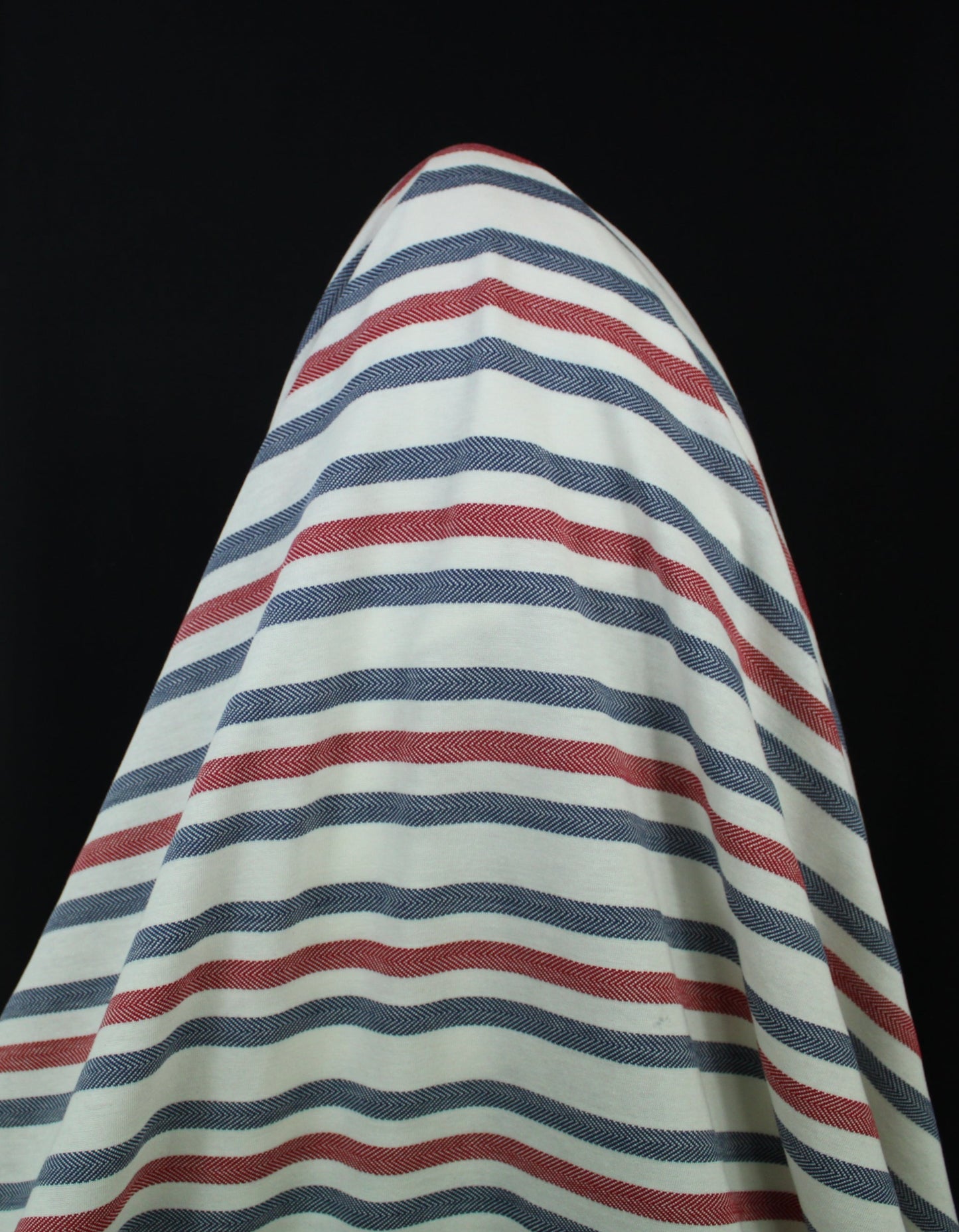 Tissu maille jersey - à rayures - bleu marine, rouge et écru - photo 3/5 | So Tissus
