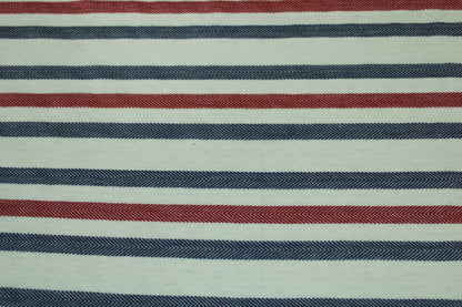Tissu maille jersey - à rayures - bleu marine, rouge et écru - photo 5/5 | So Tissus