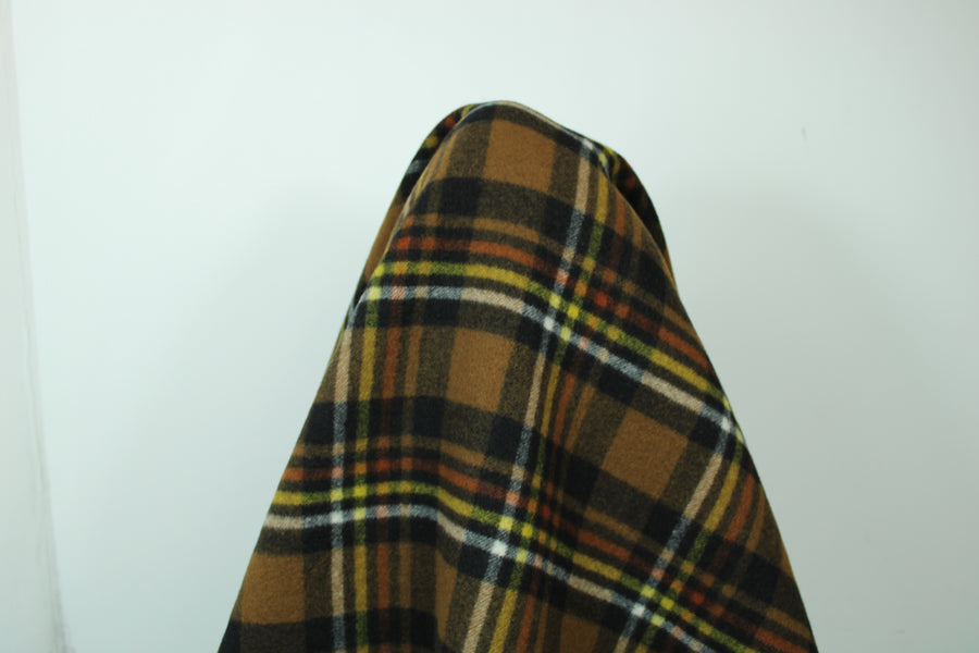 Tissu drap de laine - à carreaux - marron
