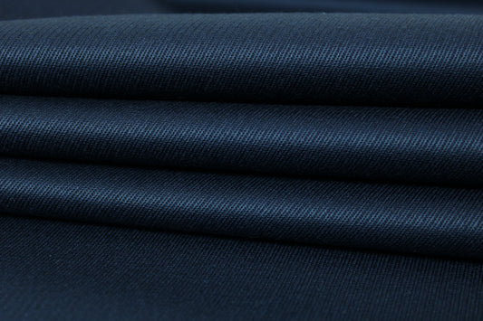Tissu sergé de laine - bleu marine - photo 2/3 | So Tissus
