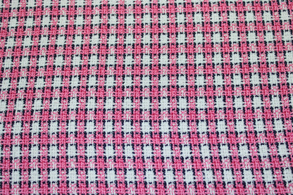 Tissu tweed à carreaux - rose et blanc - photo 4/5 | So Tissus
