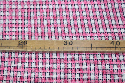 Tissu tweed à carreaux - rose et blanc - photo 5/5 | So Tissus