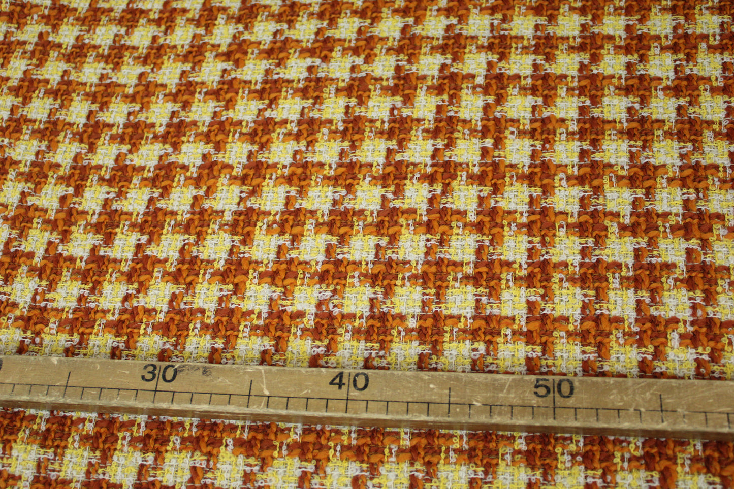 Tissu tweed de laine - à carreaux - ton marron orange et jaune - photo 3/5 | So Tissus