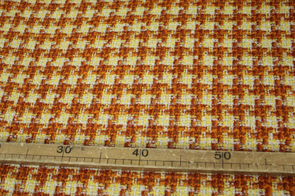 Tissu tweed de laine - à carreaux - ton marron orange et jaune - photo 3/5 | So Tissus