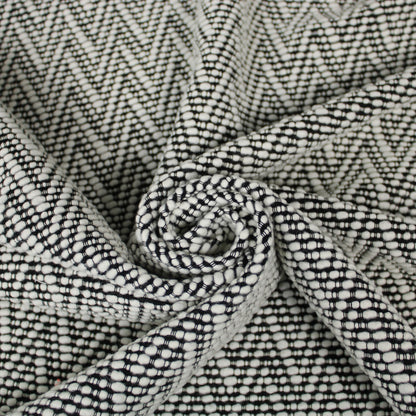 Tissu tweed de laine - motif chevron - blanc et noir - photo 1/5 | So Tissus