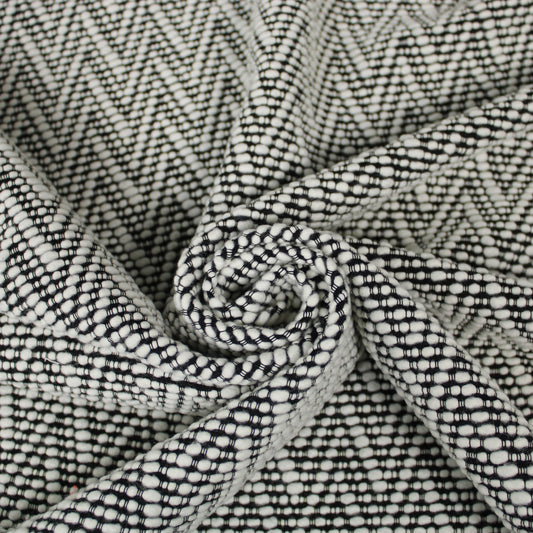 Tissu tweed de laine - motif chevron - blanc et noir - photo 1/5 | So Tissus