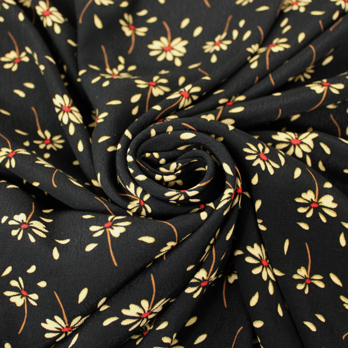 Tissu crêpe viscose - imprimé fleurs beiges - photo 1/5 | So Tissus
