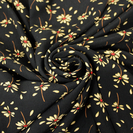 Tissu crêpe viscose - imprimé fleurs beiges - photo 1/5 | So Tissus