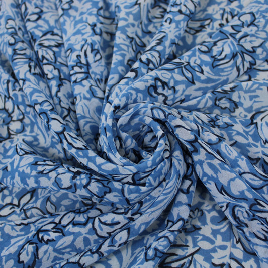 Tissu crêpe georgette  - imprimé fleurs abstraites - photo 1/6 | So Tissus