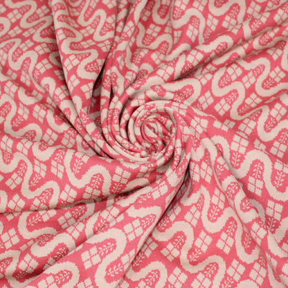 Tissu maille - imprimé géométrique - rose et beige - photo 1/5 | So Tissus