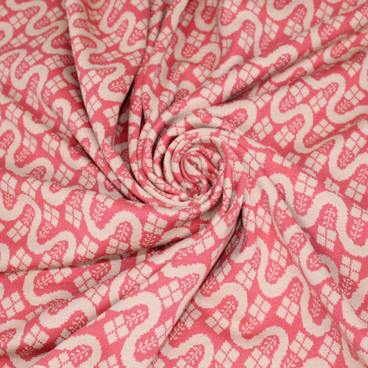 Tissu maille - imprimé géométrique - rose et beige - photo 1/5 | So Tissus
