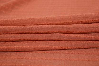 Tissu voile rayon et viscose- à rayures - rouille - photo 2/5 | So Tissus