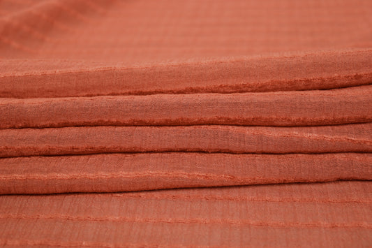 Tissu voile rayon et viscose- à rayures - rouille - photo 2/5 | So Tissus