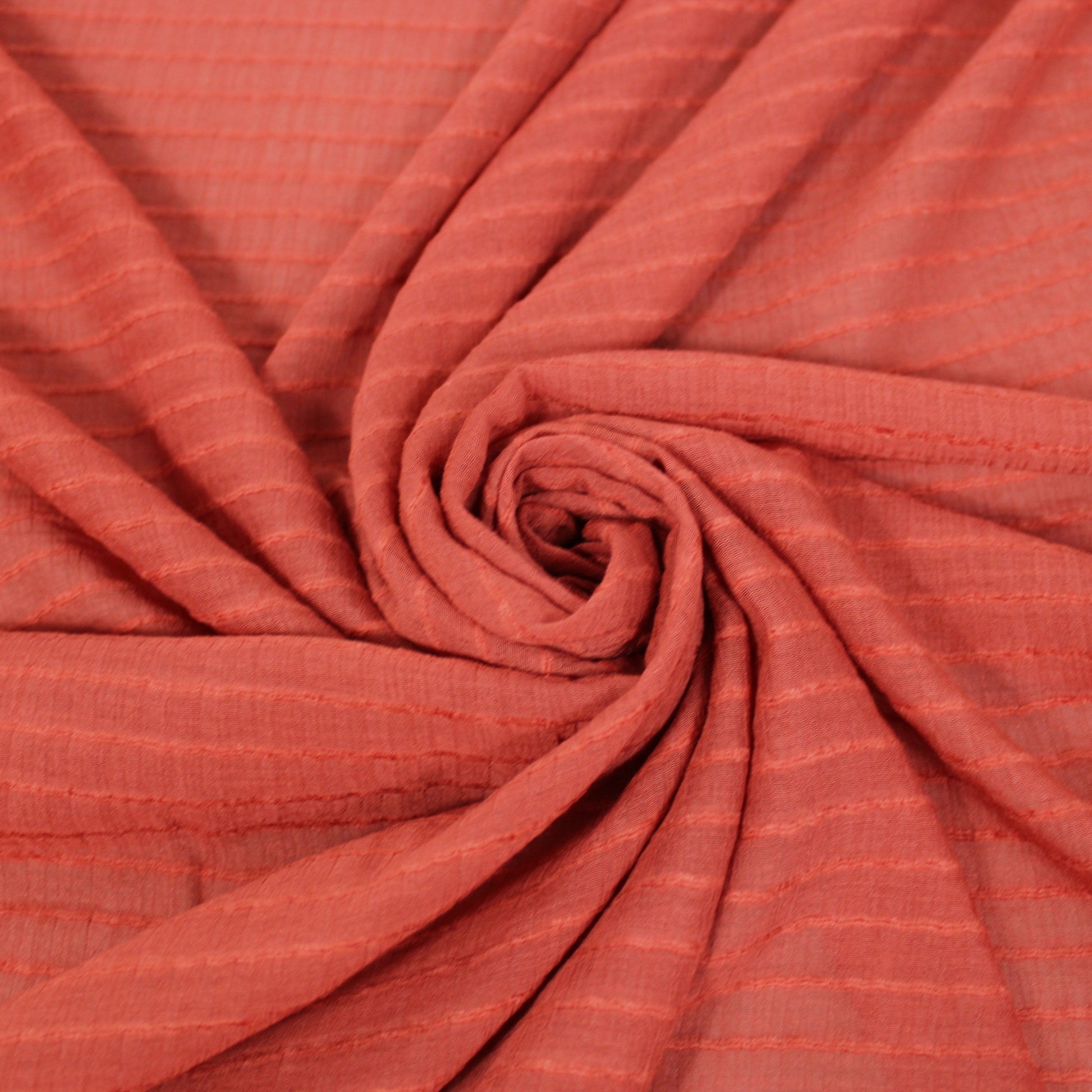 Tissu voile rayon et viscose- à rayures - rouille - photo 1/5 | So Tissus