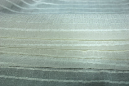 Tissu voile rayon et viscose- à rayures - écru - photo 2/6 | So Tissus