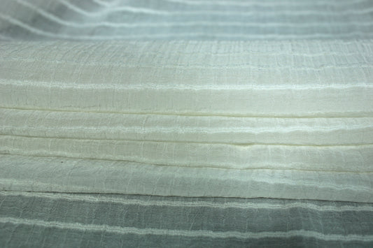 Tissu voile rayon et viscose- à rayures - écru - photo 2/6 | So Tissus