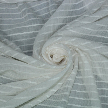 Tissu voile rayon et viscose- à rayures - écru - photo 1/6 | So Tissus