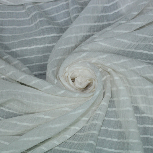 Tissu voile rayon et viscose- à rayures - écru - photo 1/6 | So Tissus