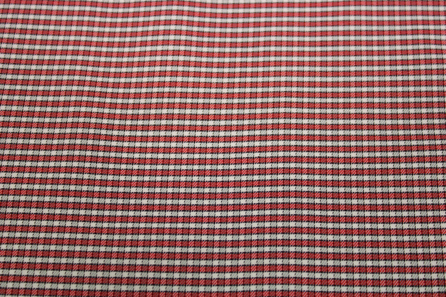 Tissu popeline coton - à carreaux - rouge et blanc