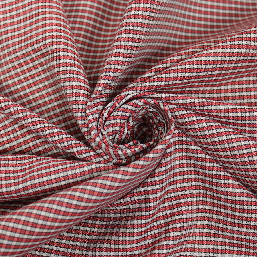 Tissu popeline coton - à carreaux - rouge et blanc