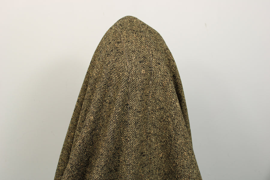 Tissu tweed de laine à chevron - beige et noir