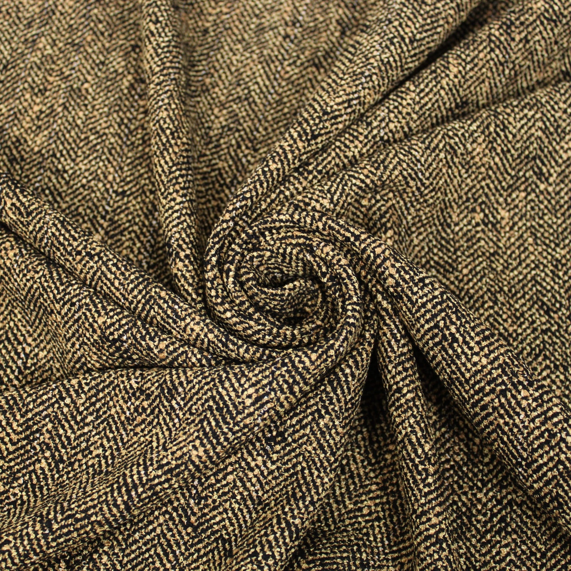 Tissu tweed de laine à chevron - beige et noir - photo 1/5 | So Tissus