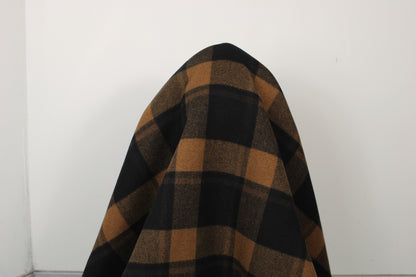 Tissu double drap de laine - à carreaux - noir et marron - photo 3/5 | So Tissus
