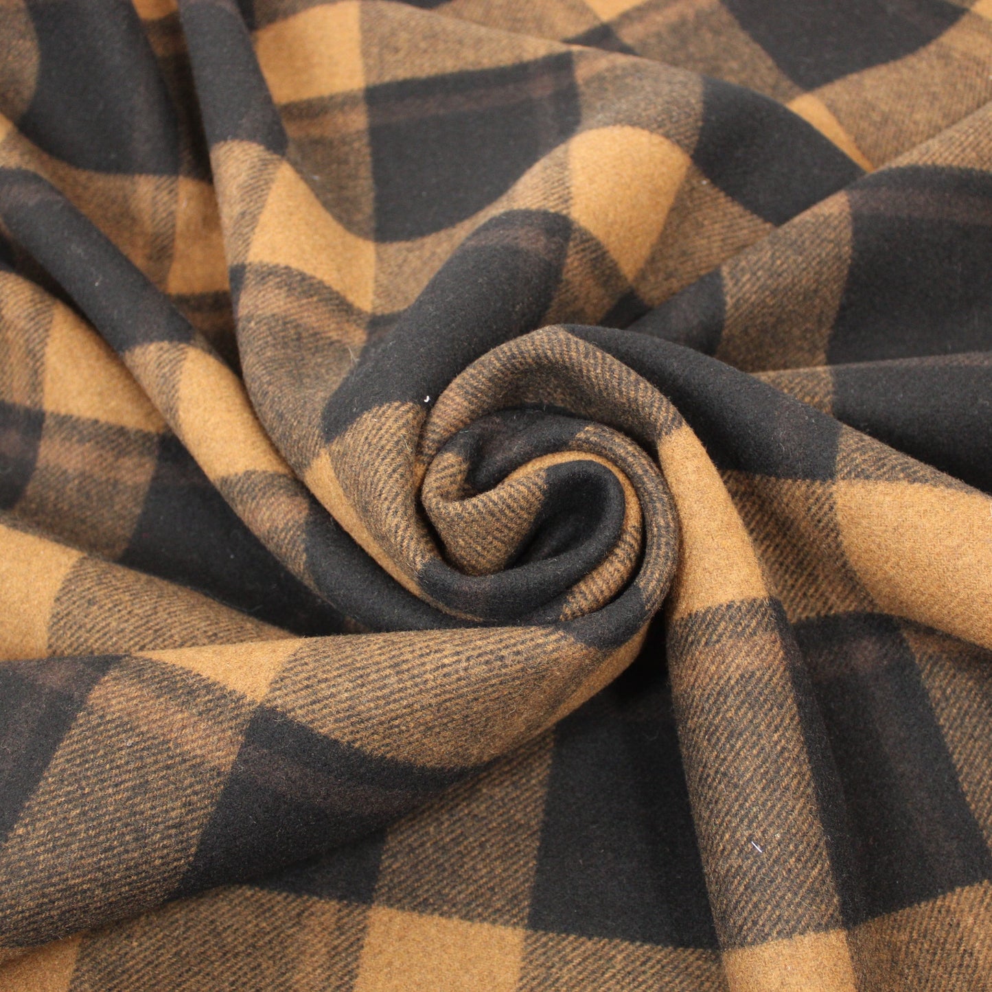 Tissu double drap de laine - à carreaux - noir et marron - photo 1/5 | So Tissus