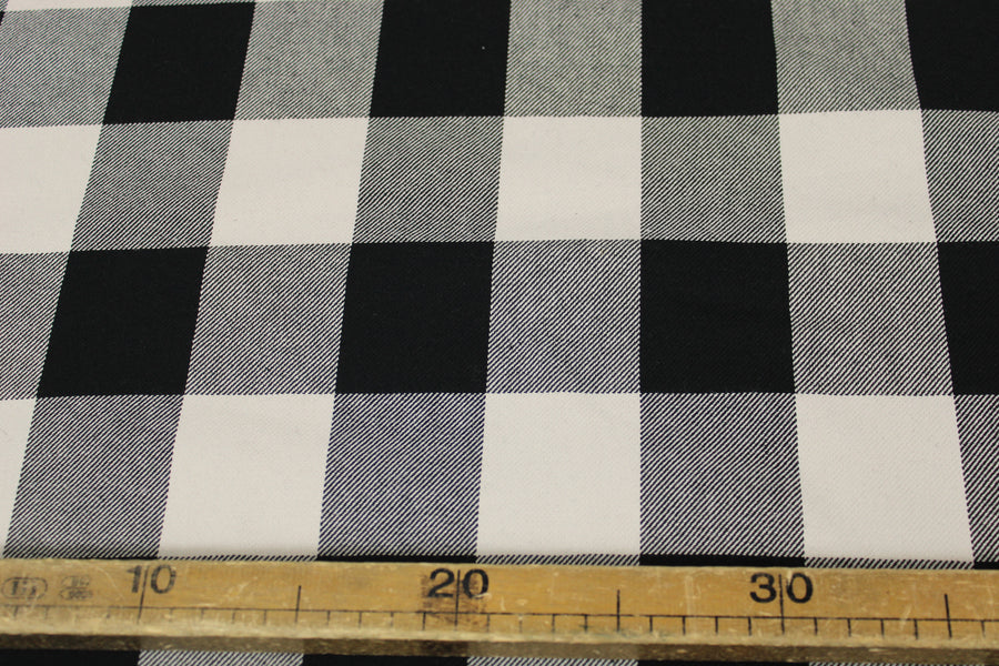 Tissu gabardine coton - à carreaux - noir et blanc