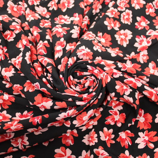 Tissu crêpe viscose - imprimé fleur rose - photo 1/5 | So Tissus
