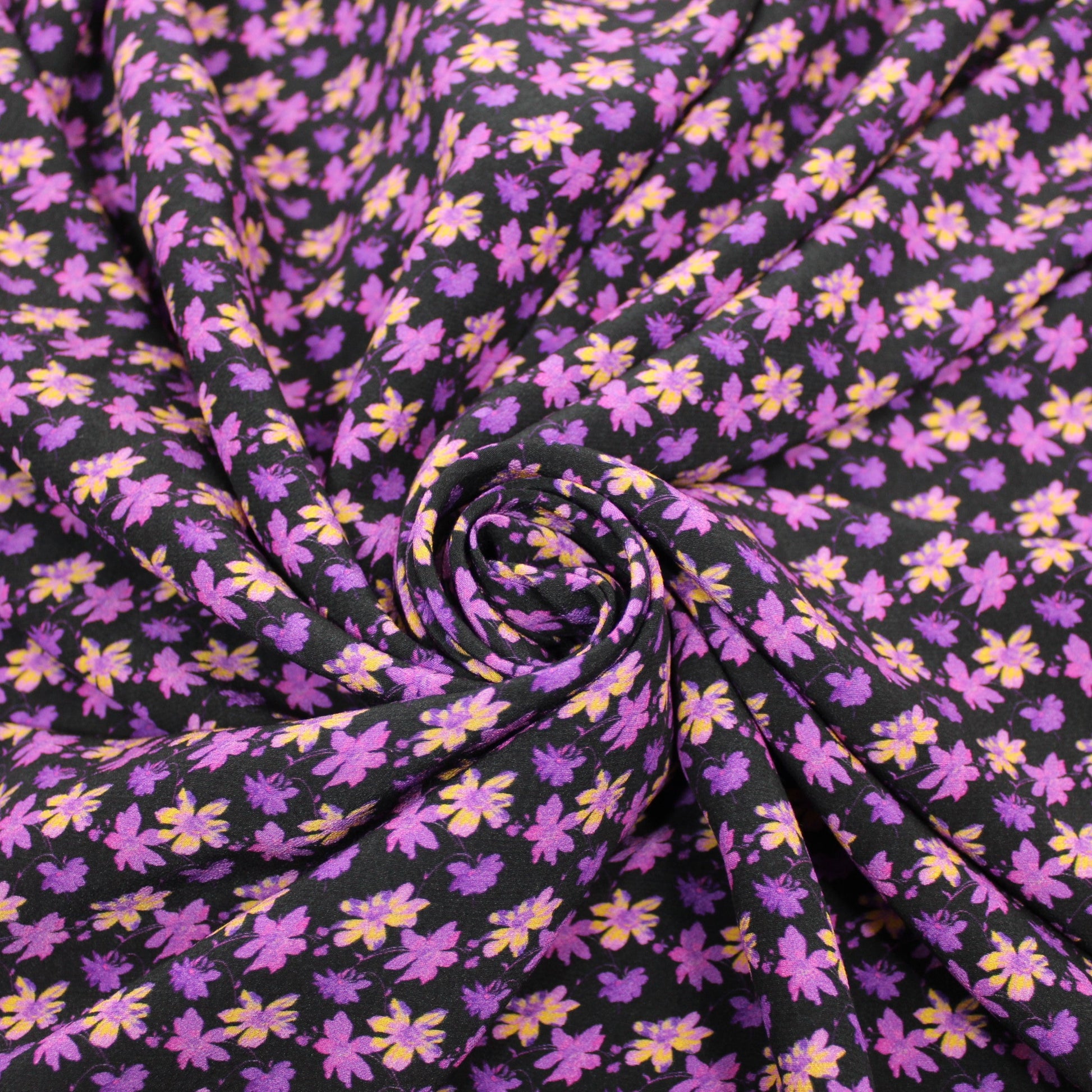 Tissu crêpe viscose - imprimé fleur violette - photo 1/5 | So Tissus